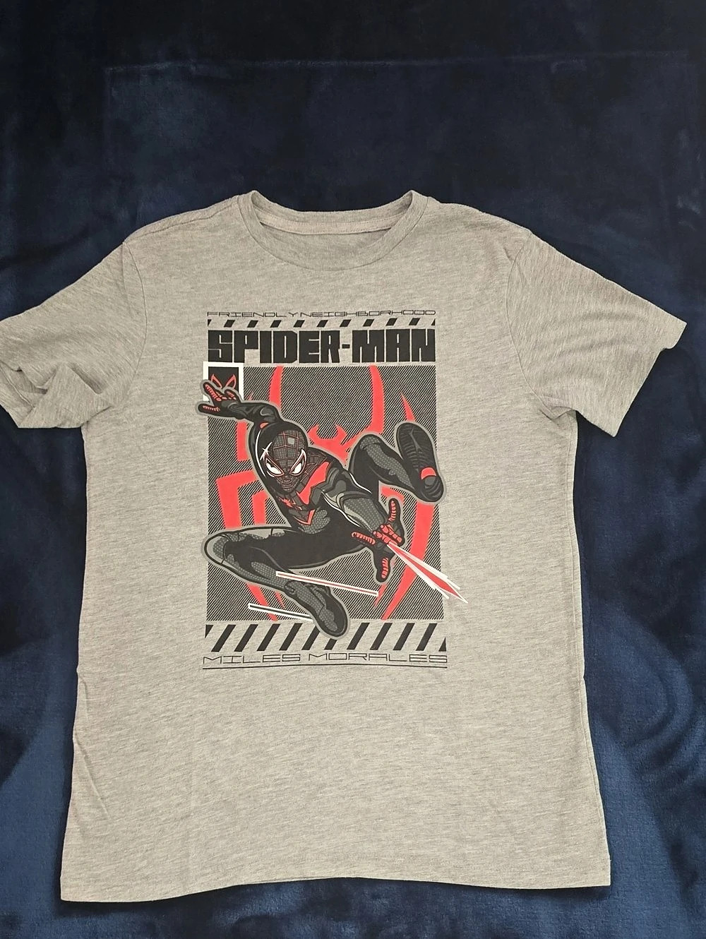 Marvel Spider-Man Miles Morales Friendly Neighborhood Graphic Tee in Gray & Red